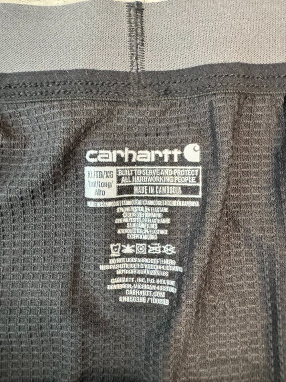 Carhartt Force Black Base Layer Pants Men's XL Tall R16 - Picture 4 of 7